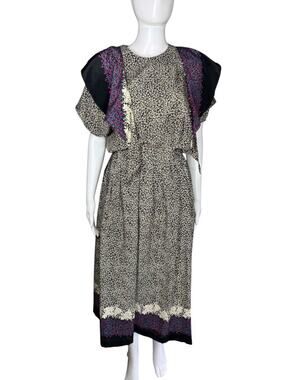 Premonitions Vintage 70s 80s Two Piece Skirt Set Ditsy Floral Purple Small